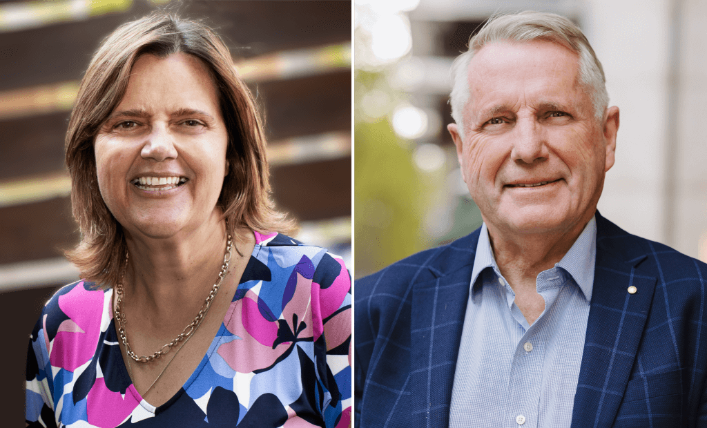 An portrait of Group Chief Executive Officer Karenza Louis-Smith and Dr Peter Langkamp.