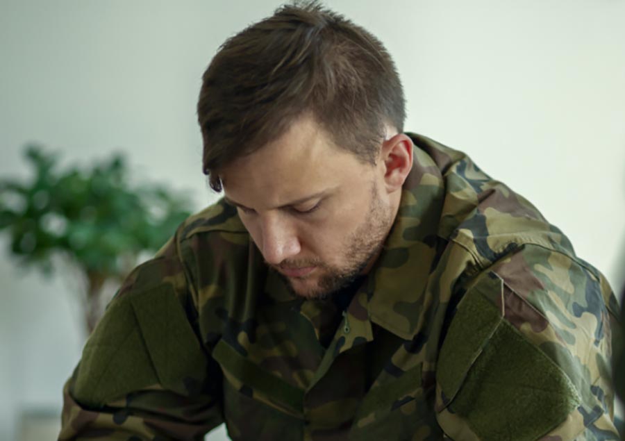 Man wearing army field uniform